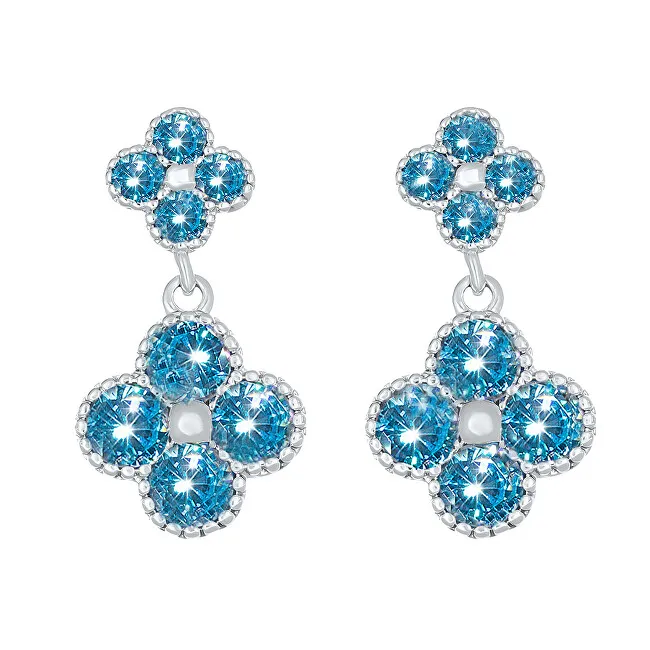 CRYSTAlp Bellissimi orecchini con fiori blu 42289.AQU.R donna