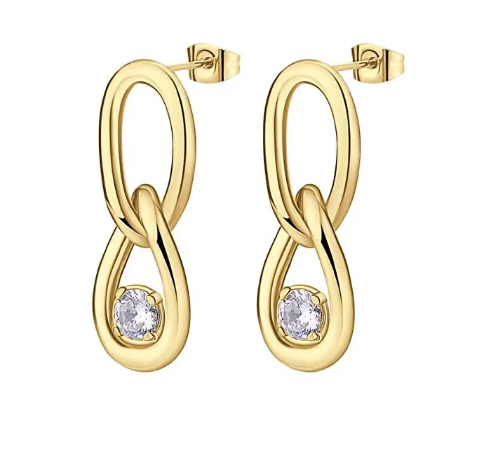 Brosway Orecchini pendenti senza tempo in acciaio placcato oro Ribbon BBN42 donna