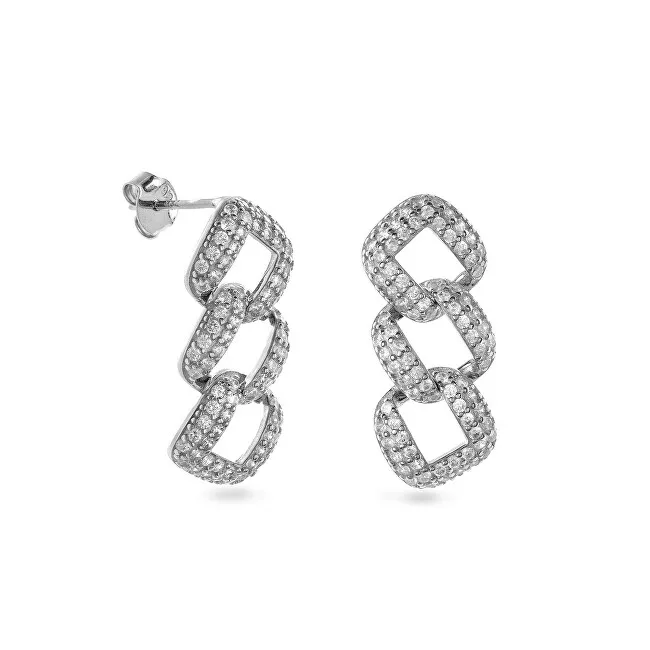 AGAIN Gioielli Orecchini pendente in argento con zirconi cubici AJNS0058 donna
