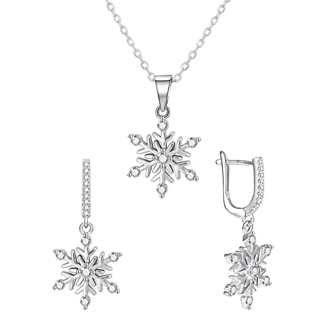 Agato Set di gioielli in argento con fiocchi di neve AGT-SET03W (collana, ciondolo, orecchini) donna