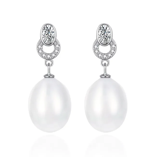 Agato Eleganti orecchini in argento con zirconi e perle AGT-E096PW-P donna