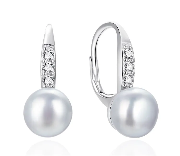 Agato Orecchini pendenti in argento con perle e zirconi AGT-E093LW-P donna