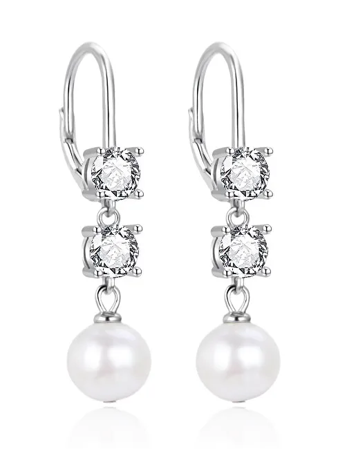 Agato Eleganti orecchini pendenti con zirconi e perle AGT-E094LW-P donna