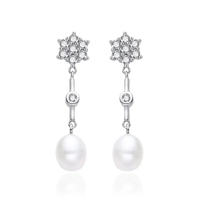 Agato Orecchini pendenti in argento con zirconi e perle AGT-E143PW-P donna