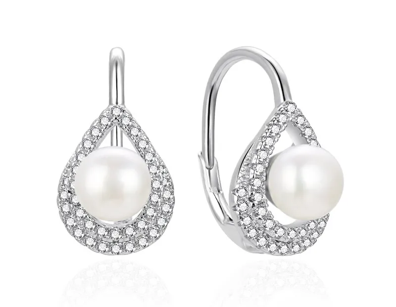 Agato Orecchini pendente in argento con perle e zirconi AGT-E092LW-P donna