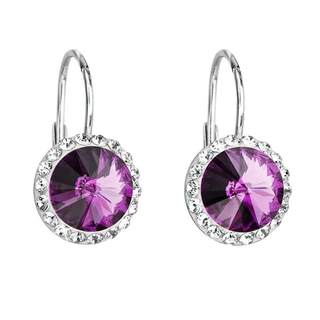 Evolution Group Orecchini pendenti in argento con cristallo Preciosa 31216.3 ametista donna