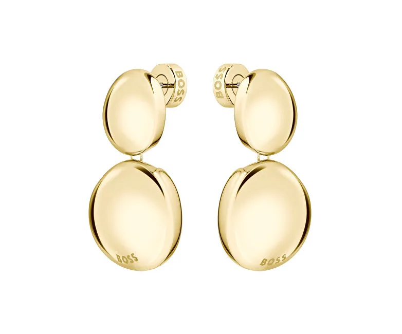 Hugo Orecchini Boss pendente in acciaio placcato oro Nugget 1580714 donna
