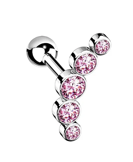 Troli Orecchino singolo lungo in acciaio con zirconi rosa VHLLE00669SRP donna
