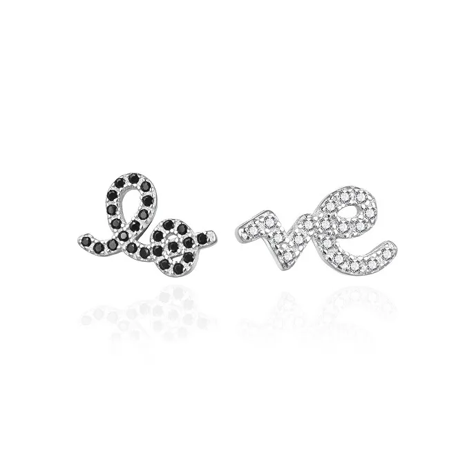 Agato Orecchini asimmetrici in argento con la scritta Love AGT-E211PWBK donna