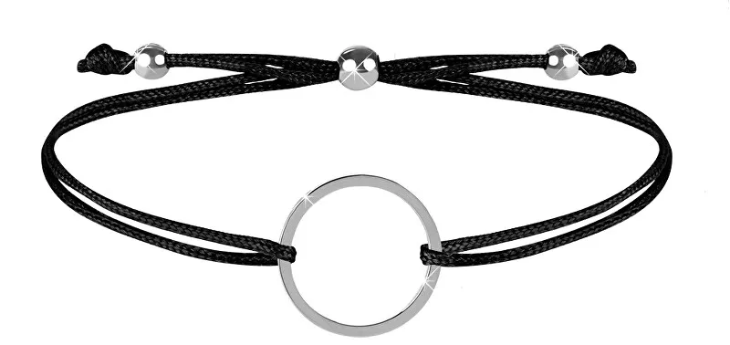Troli Bracciale in corda con anello nero/acciaio donna