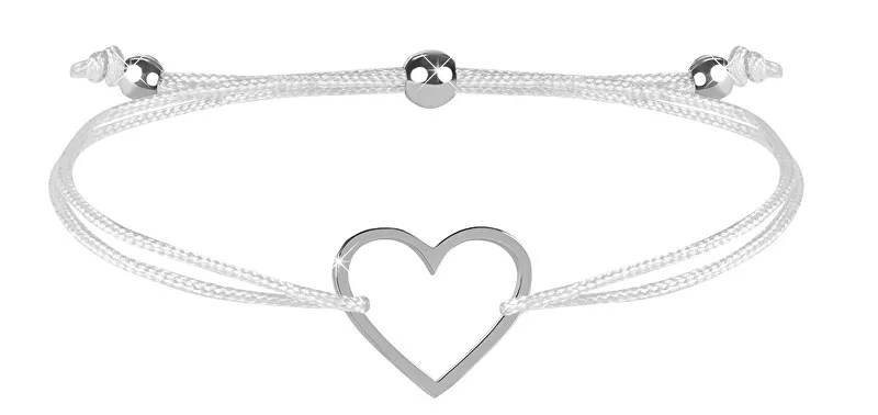 Troli Bracciale cordoncino con cuore bianco/acciaio donna