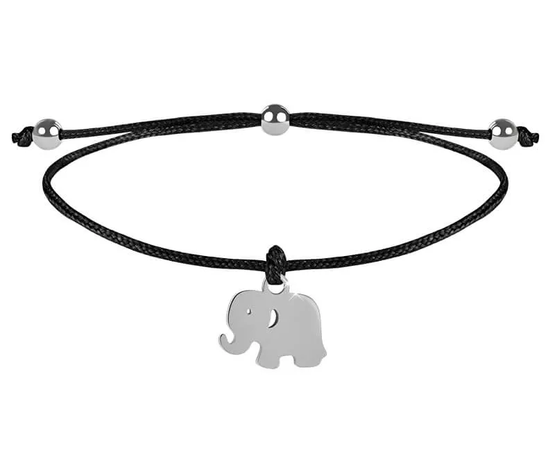 Troli Bracciale con coulisse in acciaio e elefante nero donna