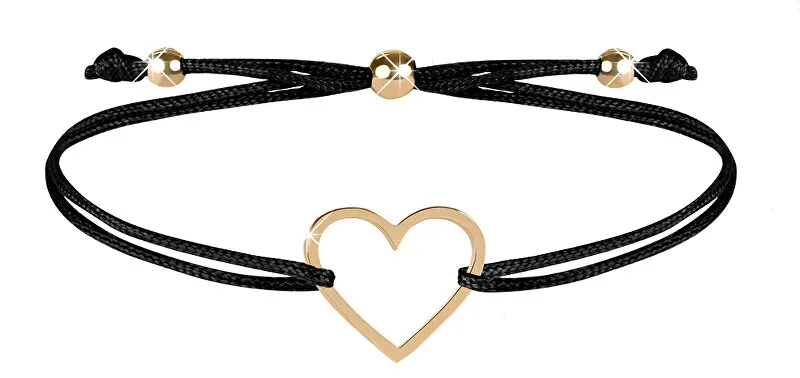 Troli Bracciale cordoncino con cuore nero/oro donna