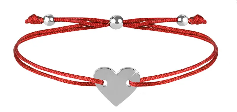 Troli Bracciale con cordino e cuore rosso/acciaio donna