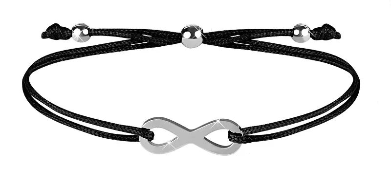 Troli Braccialetto con cordino infinito nero/acciaio donna