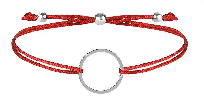 Troli Bracciale con cordino e anello rosso/acciaio donna