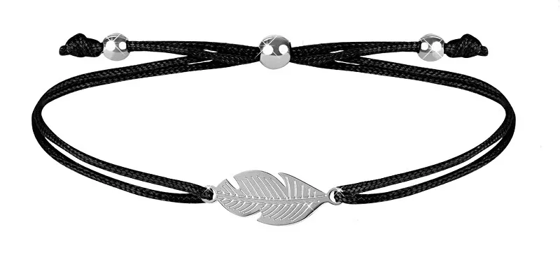 Troli Bracciale in corda con piuma nero/acciaio donna