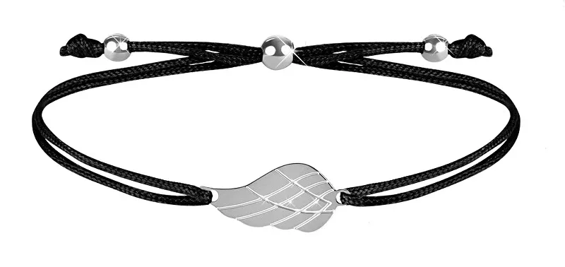 Troli Bracciale con cordino e ala d'angelo nero/acciaio donna