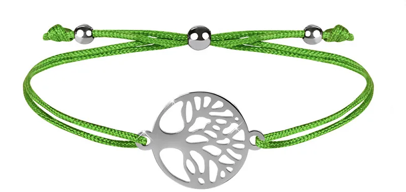 Troli Bracciale con corda e albero della vita verde/acciaio donna