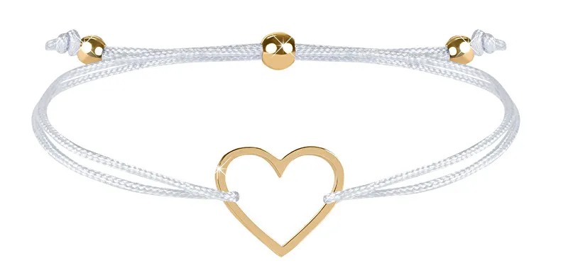 Troli Bracciale cordoncino con cuore bianco/oro donna