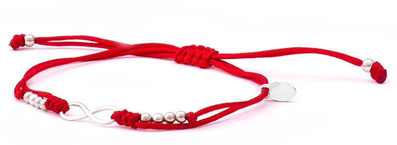 Beneto Exclusive Braccialetto infinito della Kabbalah in corda rossa AGB383 donna