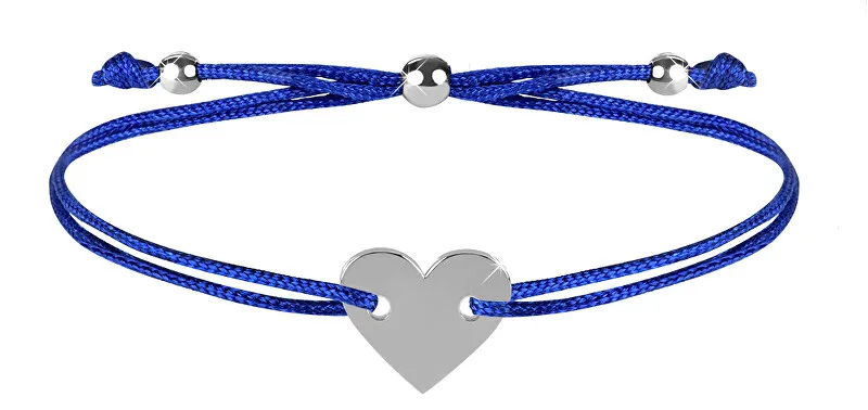 Troli Bracciale cordoncino con cuore blu/acciaio donna