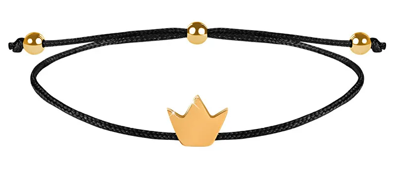 Troli Bracciale con cordino nero/corona oro donna