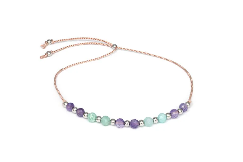 Agato Bracciale con cordino in amazzonite e ametista HE25R3S-LP donna