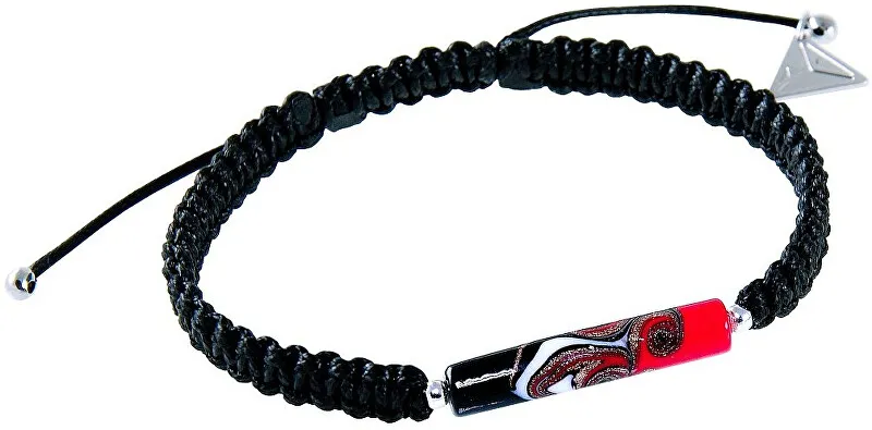 Lampglas Bracciale Shamballa Rosso Nero Partner con un'esclusiva perla Lampglas BSHX10 unisex
