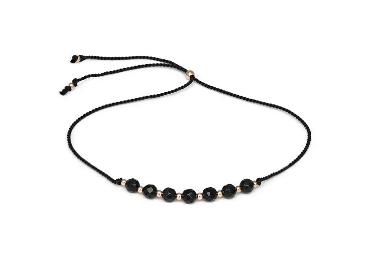 Agato HE32N3RG-BK Braccialetto da gamba in pizzo con perline di onice donna