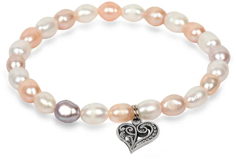 JwL Luxury Pearls Delicato bracciale in perle vere con cuore metallico JL0293 donna