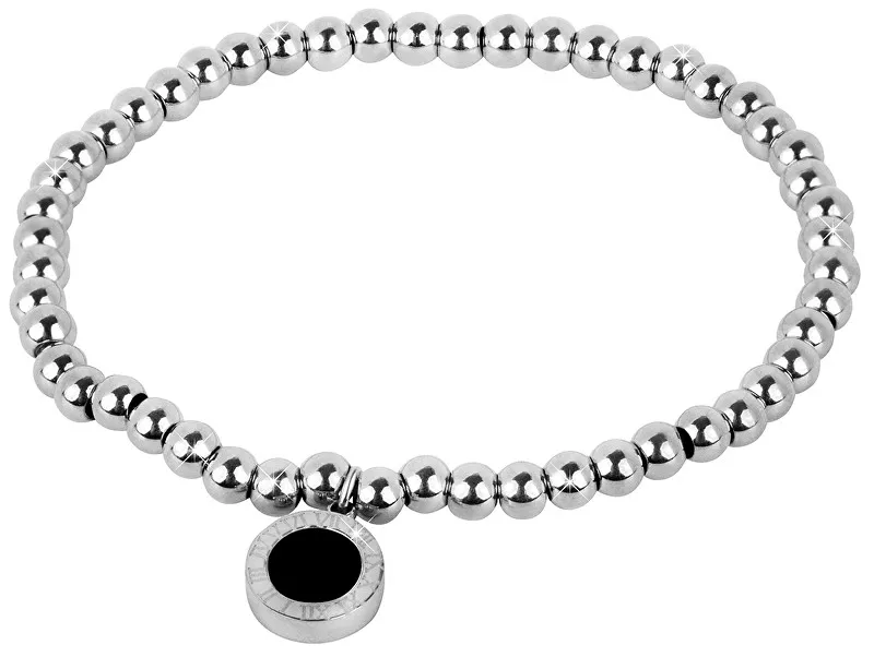 Troli Bracciale a sfere in acciaio con pendente bifacciale da donna