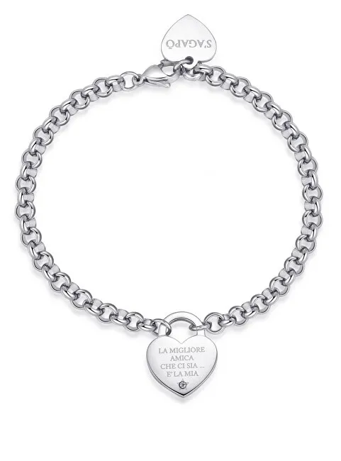 S'Agapõ Bellissimo bracciale dell'amicizia in acciaio con cuore Be My Always SBM80 donna