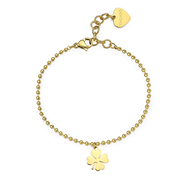 S'Agapõ Bracciale placcato oro popolare con quadrifoglio Smile SSM016 donna
