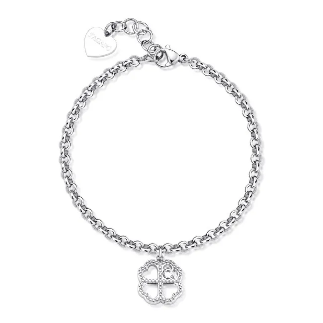 S'Agapõ Bracciale in acciaio Lucky Light Quadrifoglio SKT45 donna