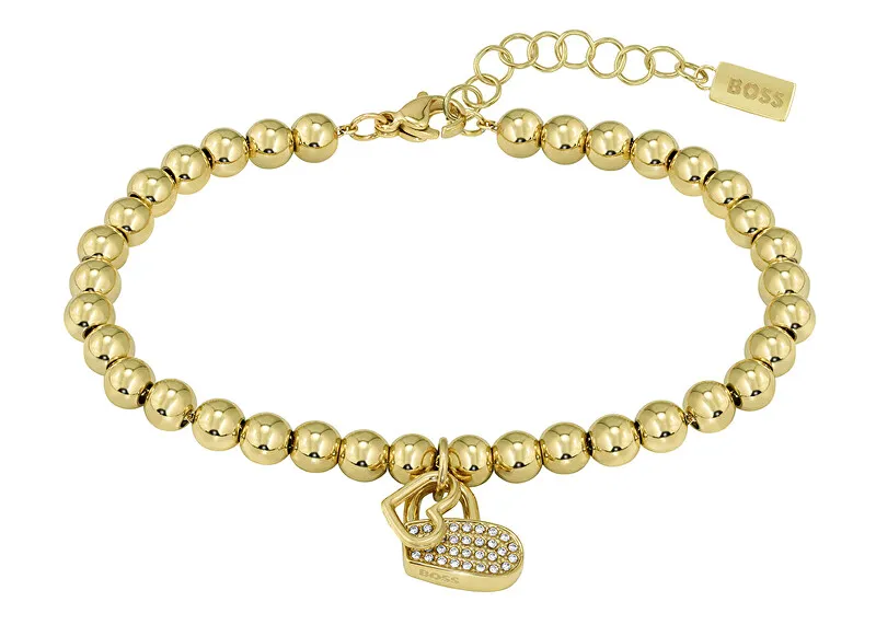 Hugo Boss Affascinante bracciale placcato oro con perline di cristilla 1580287 donna