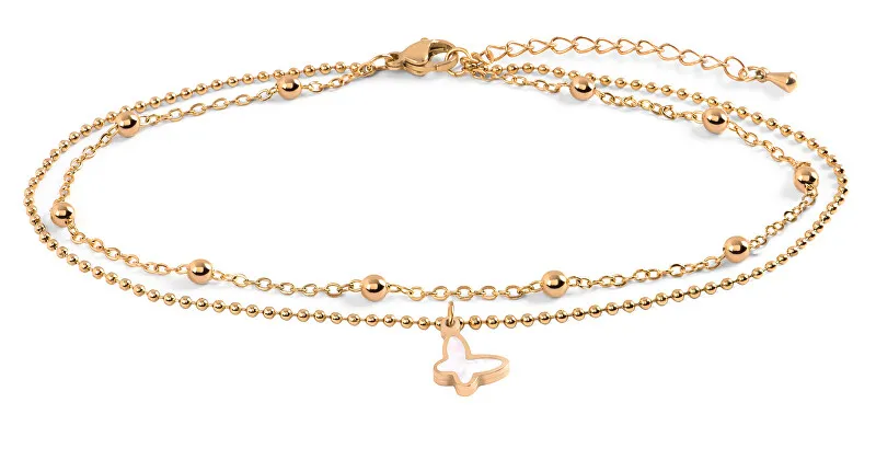 Troli Bracciale doppio placcato oro con papillon donna