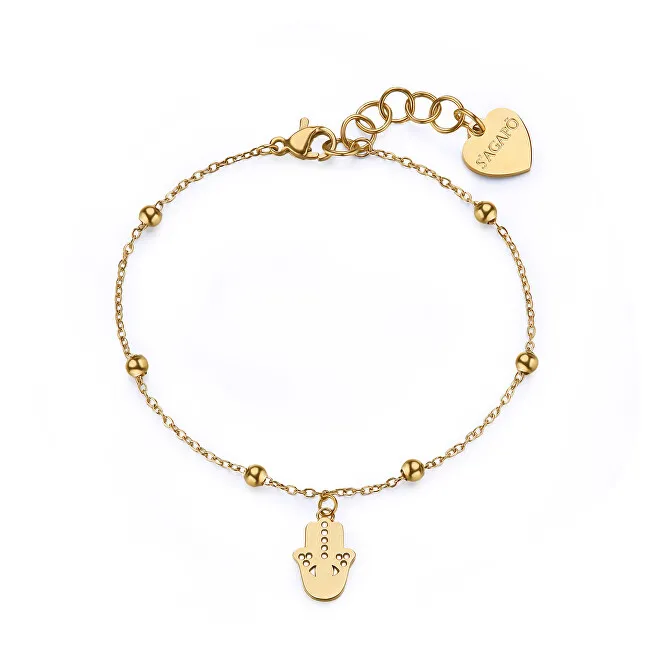 S'Agapõ Bracciale placcato oro abbinato Mano di Fatima Strega SWH18 donna