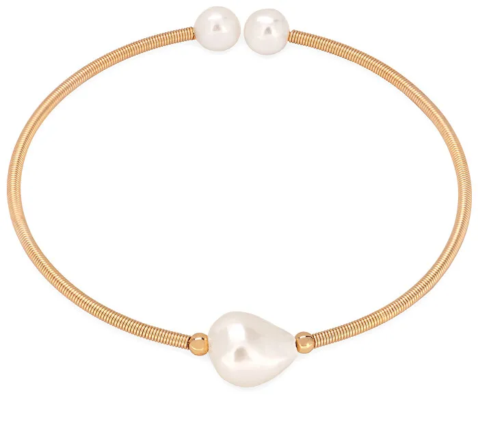 Troli Affascinante bracciale aperto con perle naturali donna