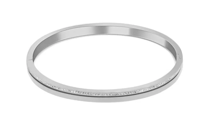 JVD Affascinante bracciale in acciaio con zirconi SSSB0057XI8BI - Diametro: 6,5 cm donna