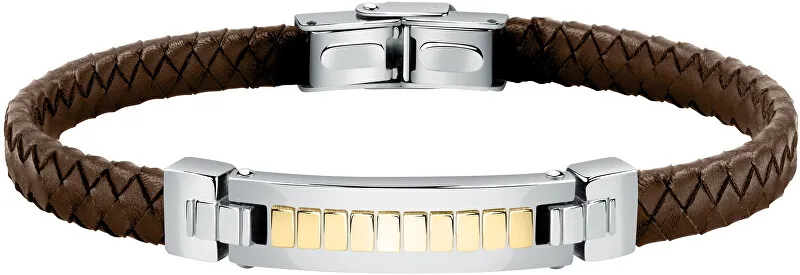 Morellato Bracciale elegante in pelle con decoro in acciaio Moody SQH34 uomo