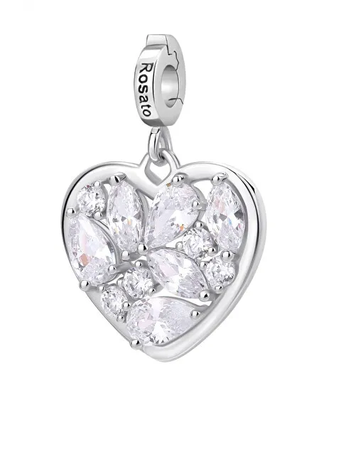 Rosato Ciondolo a cuore in argento con trasparente zirconi Storie RZ242R donna