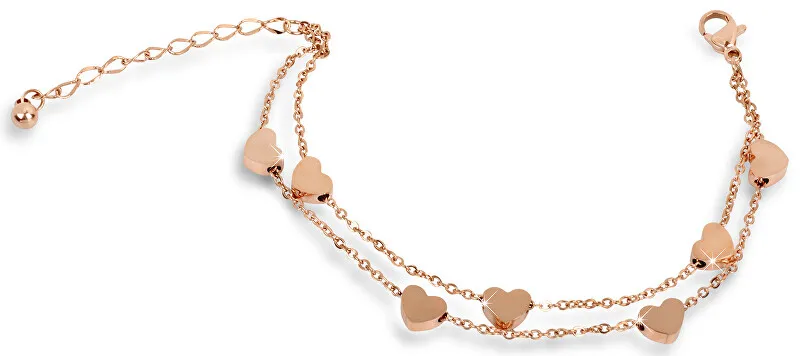 Troli Bracciale a forma di cuore in acciaio placcato oro rosa donna