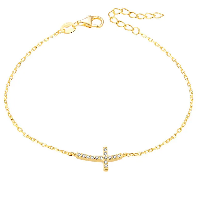 Beneto Bracciale in argento placcato oro con croce AGB484/20-ORO donna