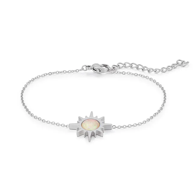 Troli Bracciale in acciaio pregiato con opale sintetico bianco donna