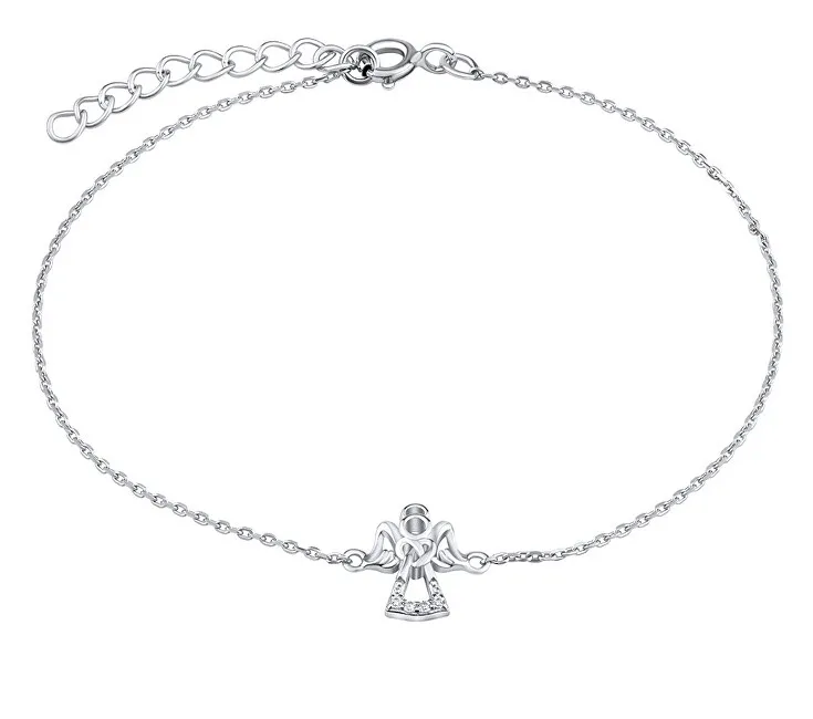 Silvego Bracciale in argento pregiato con angelo e zirconi trasparenti MW2233B donna