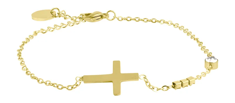 Troli Bracciale minimalista placcato oro con croce VCBW024G donna