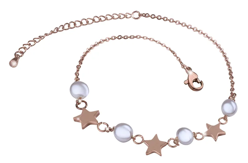Troli Bracciale in bronzo pregiato con stelle e perle donna
