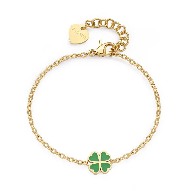 S'Agapõ Delicato bracciale placcato oro con quadrifoglio Click SCK261 donna