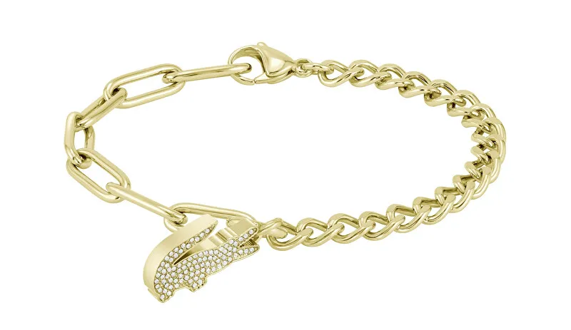 Lacoste Bracciale da donna placcato oro con cristalli Coccodrillo 2040147 donna